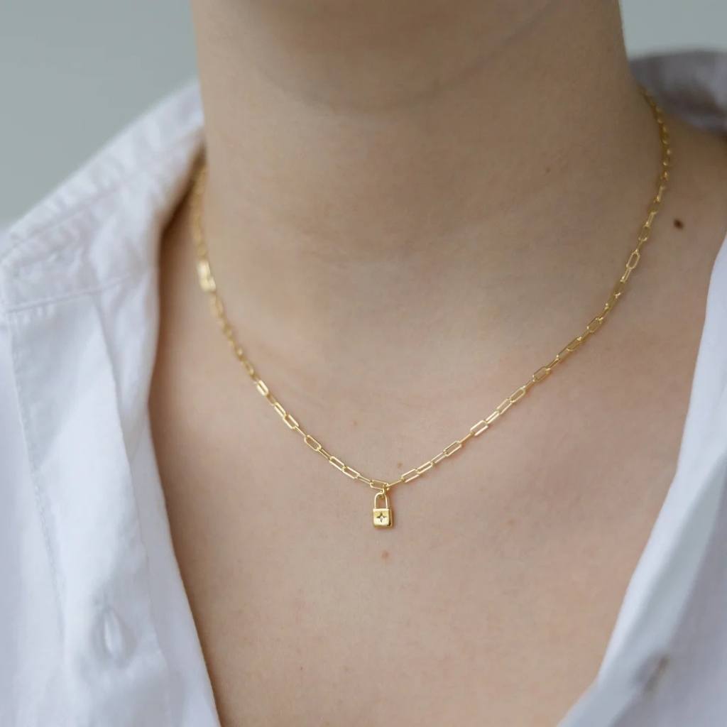 SOPHIE | Little Lock Mini Link Necklace - Silver - Cove. Beach Essentials