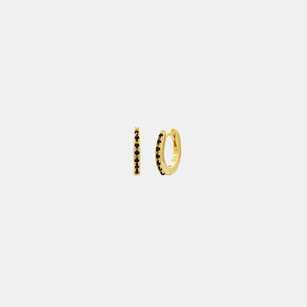 SOPHIE | Mini Rock Huggies Black - Gold Plated - Cove. Beach Essentials