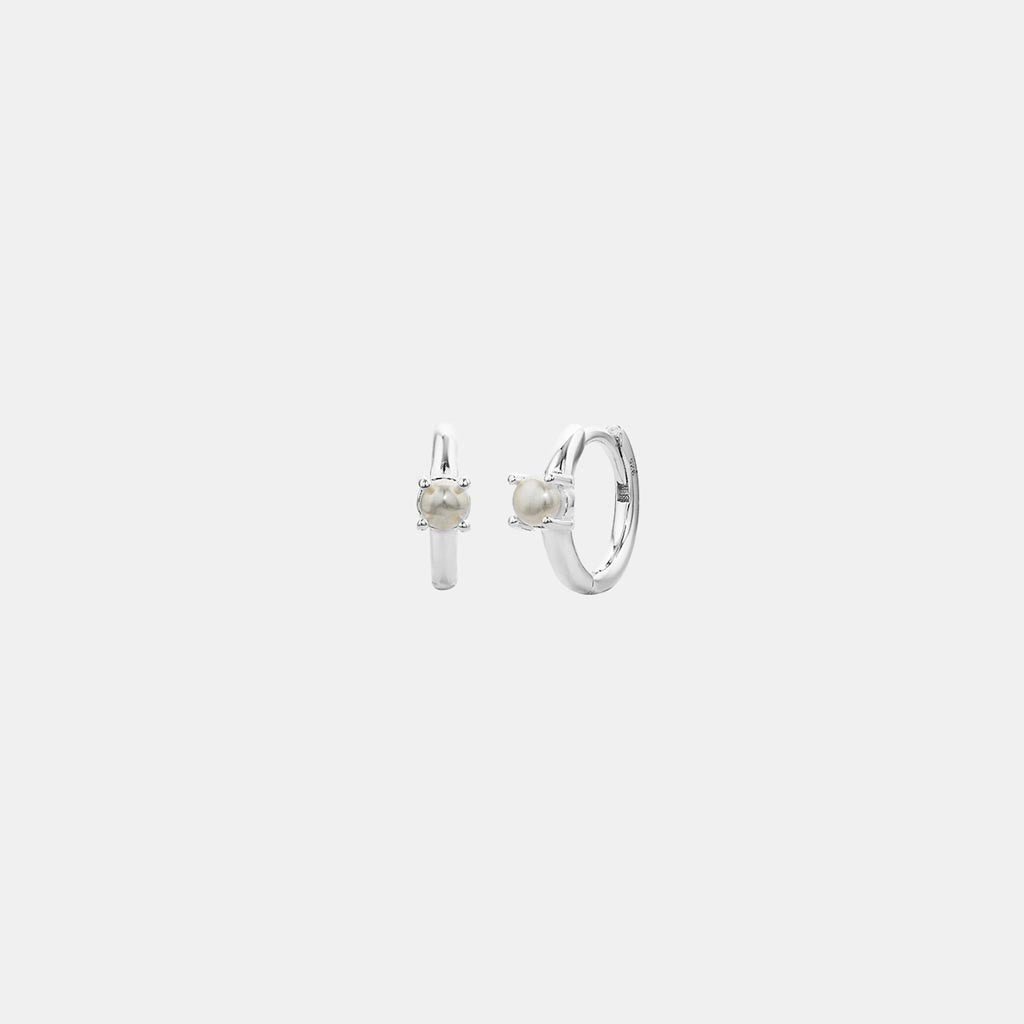 SOPHIE | Solo Pearl Huggies Silver - Cove. Beach Essentials