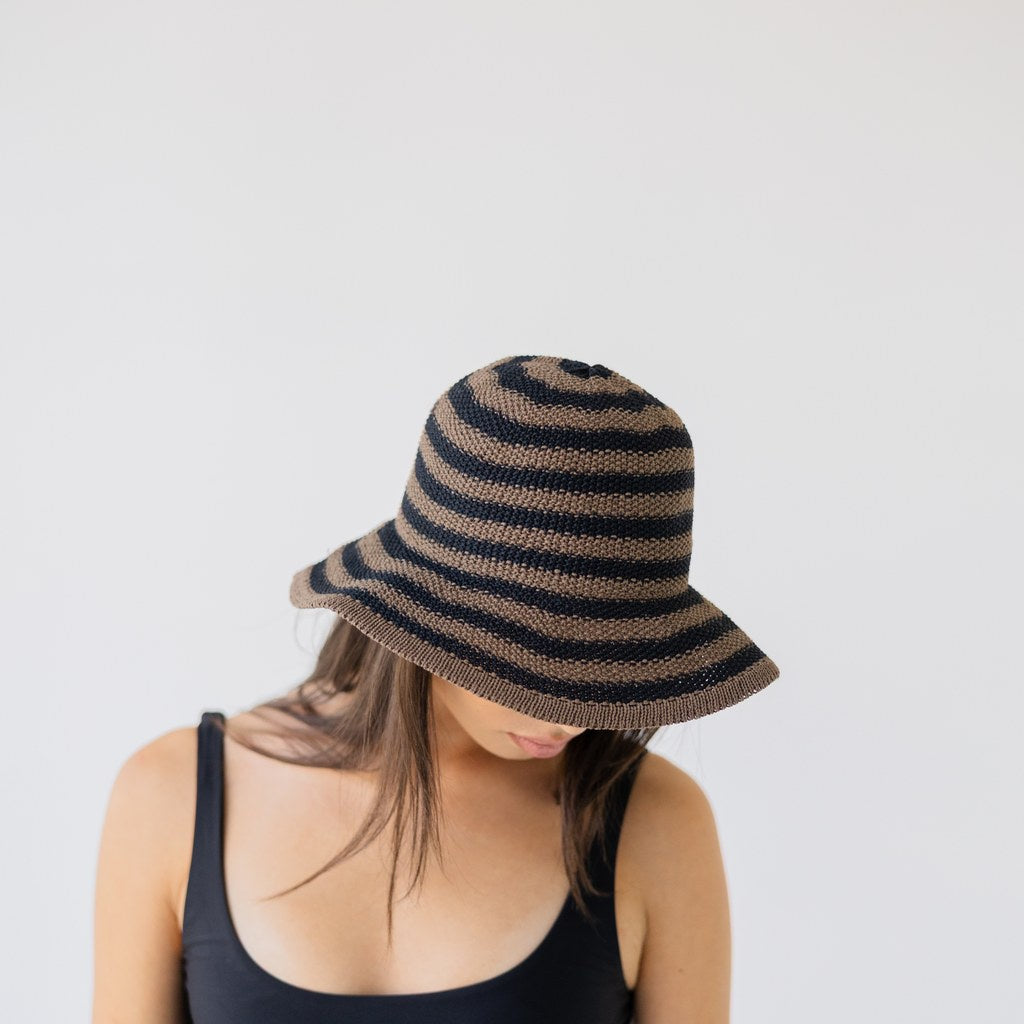 SOPHIE | Travelling Hat Stripes - Cocoa w Black