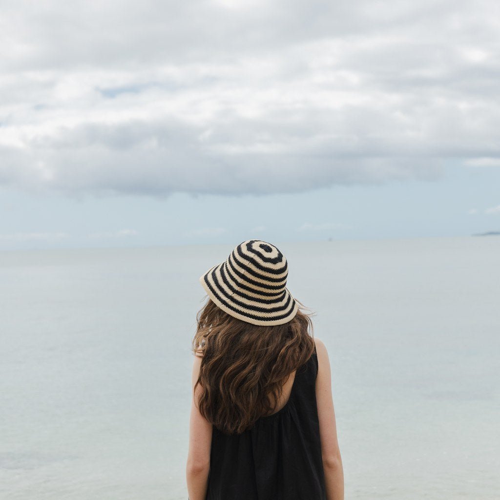 SOPHIE | Travelling Hat Stripes - Ivory w Black - Cove. Beach Essentials