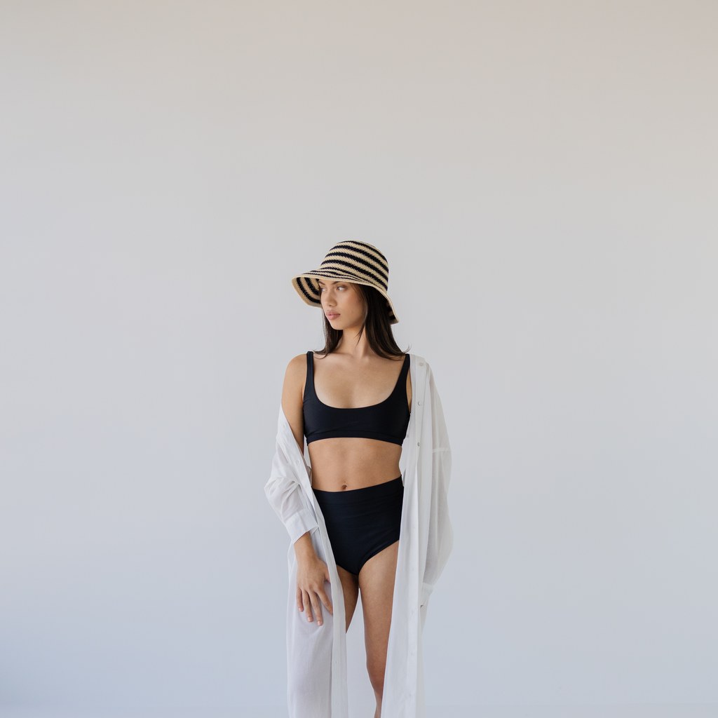 SOPHIE | Travelling Hat Stripes - Ivory w Black - Cove. Beach Essentials