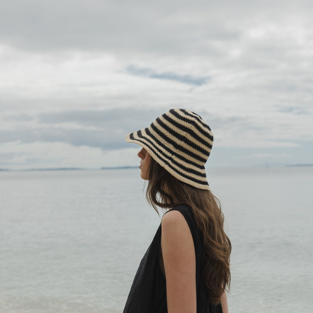 SOPHIE | Travelling Hat Stripes - Ivory w Black