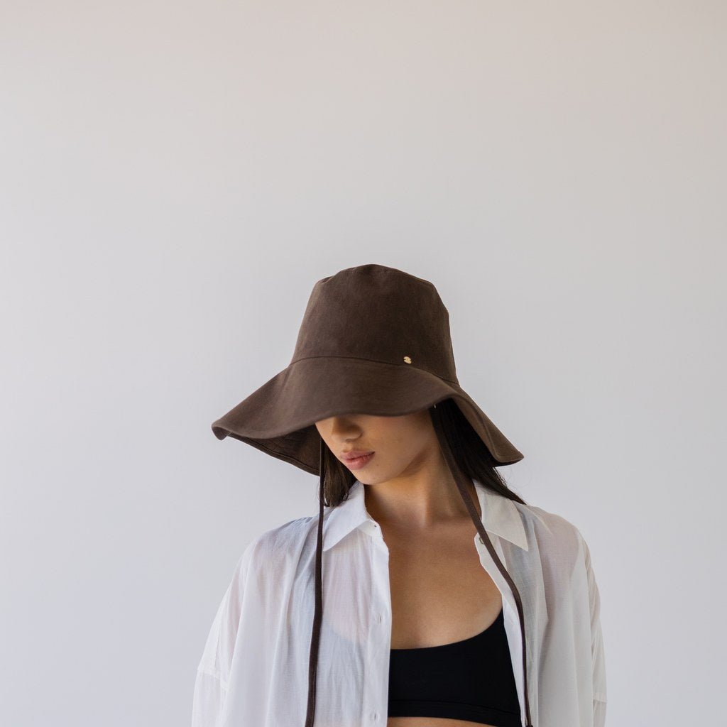 SOPHIE | Wide Brim Bucket - Earth - Cove. Beach Essentials