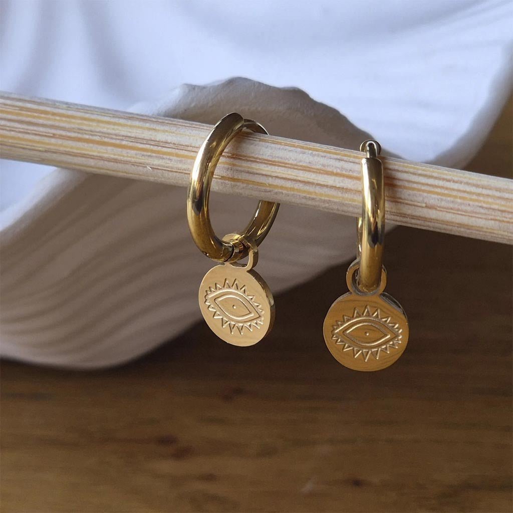 Sorella Of May | Amara Evil Eye Earring Stainless 14k - Cove. Beach Essentials