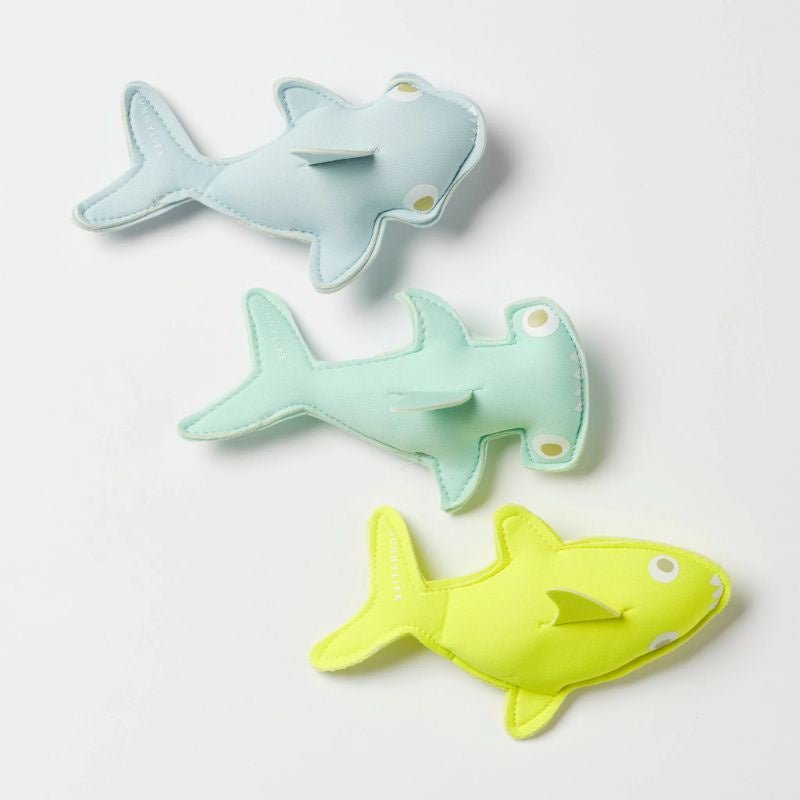 SunnyLife | Dive Buddies Salty the Shark Aqua Neon Yellow Set of 3 - Cove. Beach Essentials