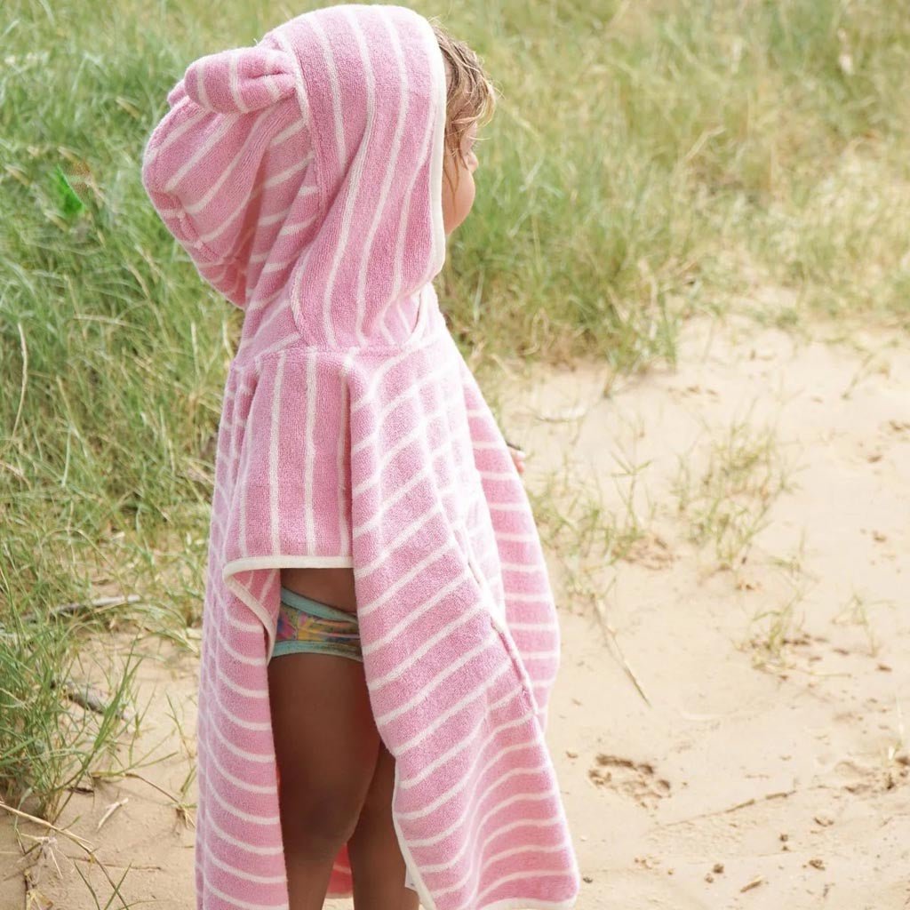 SunnyLife | Kids Character Hooded Towel Cotton Candy Pink Stripe - Cove. Beach Essentials