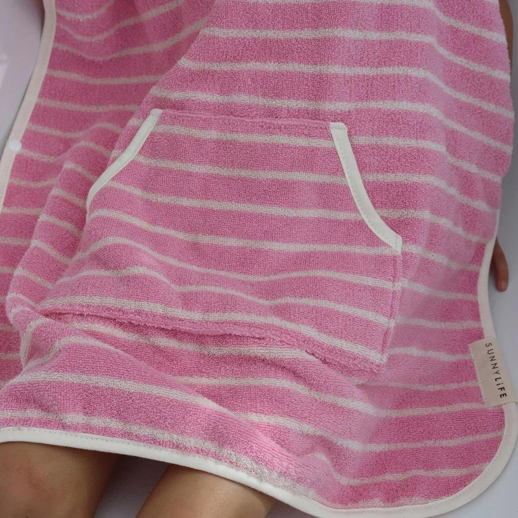 SunnyLife | Kids Character Hooded Towel Cotton Candy Pink Stripe - Cove. Beach Essentials