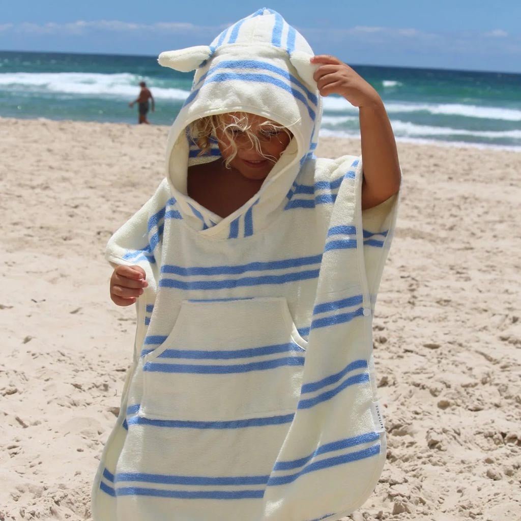 SunnyLife | Kids Character Hooded Towel Sammy the Seagull Blue Stripe - Cove. Beach Essentials