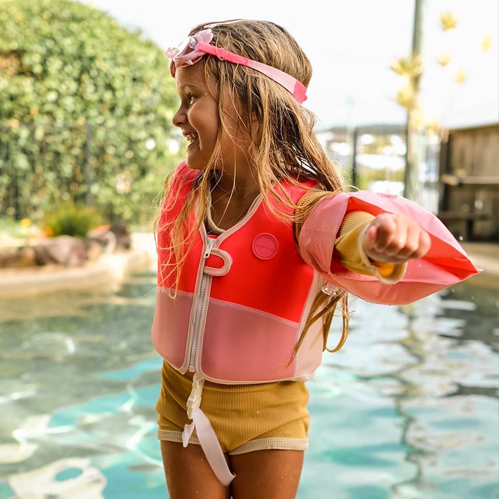 SunnyLife | Melody The Mermaid Swim Vest 1-2 Neon Strawberry - Cove. Beach Essentials