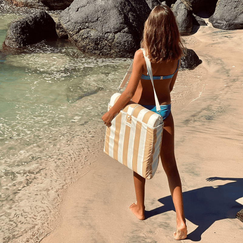 SunnyLife | Reclining Beach Chair Mango Bay Golden Mustard Stripe - Cove. Beach Essentials