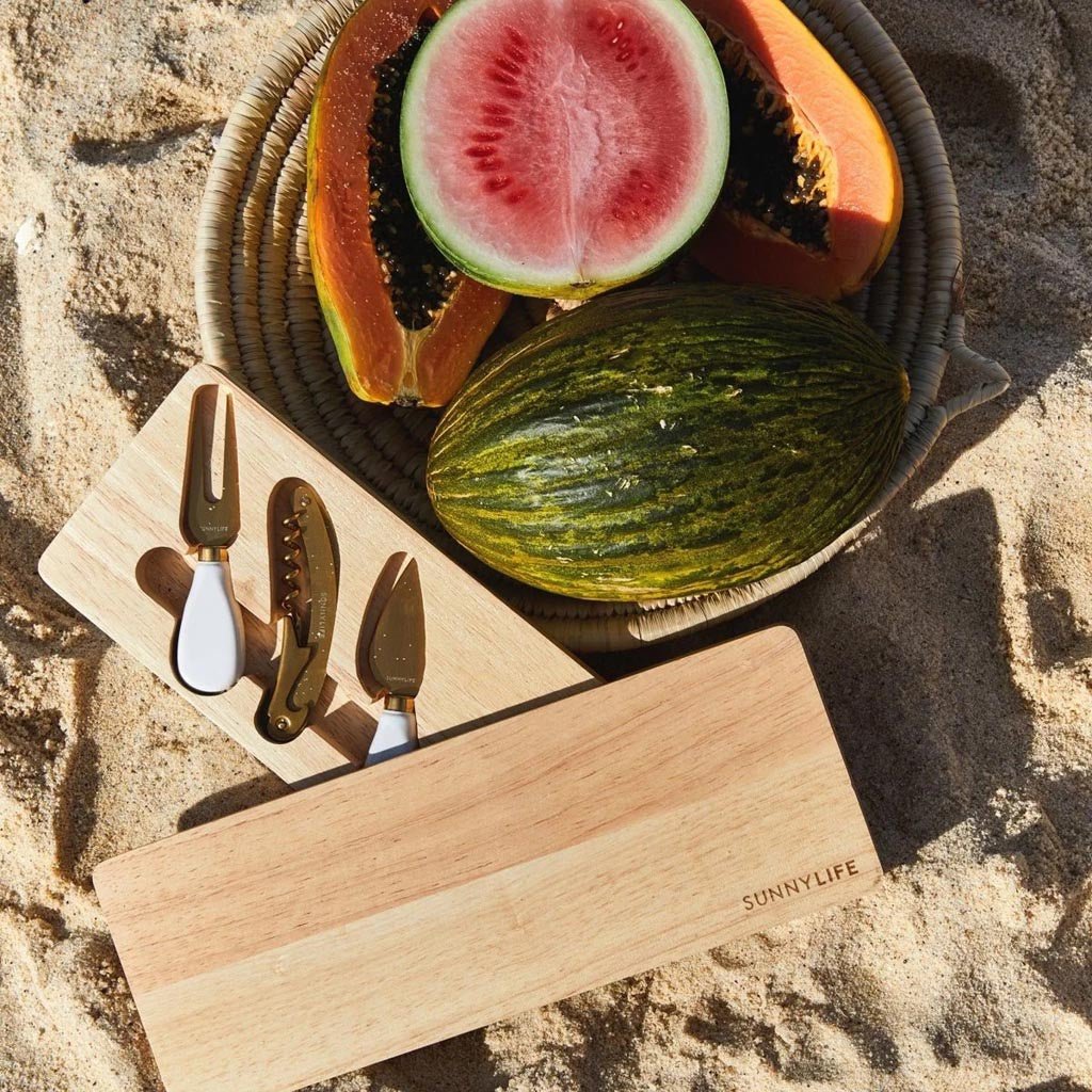 SunnyLife | Travel Cheese Board Set Le Weekend Natural - Cove. Beach Essentials
