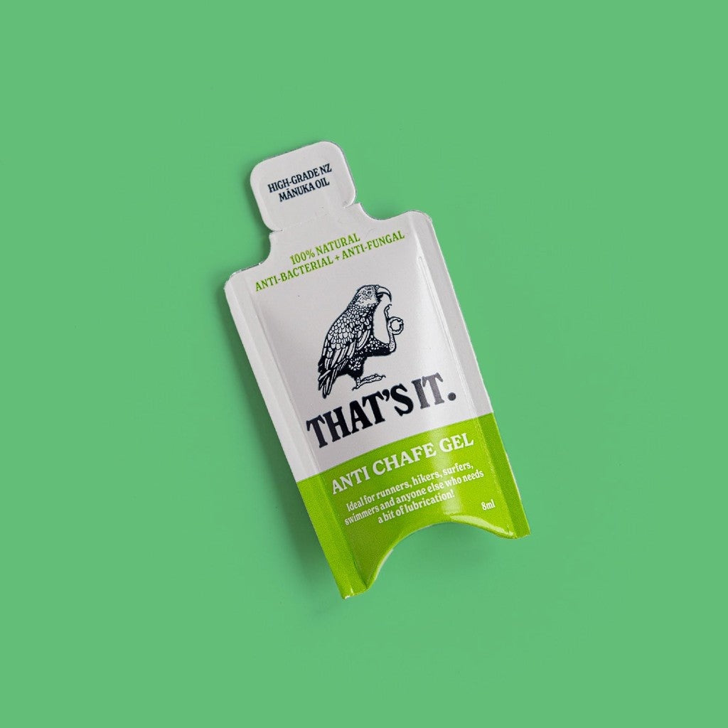 That's It Anti Chafe Gel 8 ml sachet on green