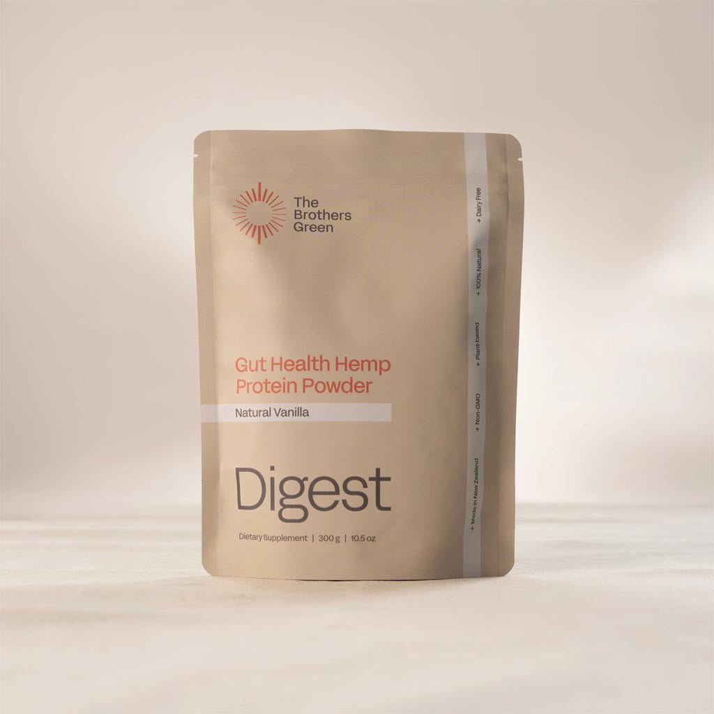 The Brothers Green Digest gut health hemp protein powder vanilla 300g pouch