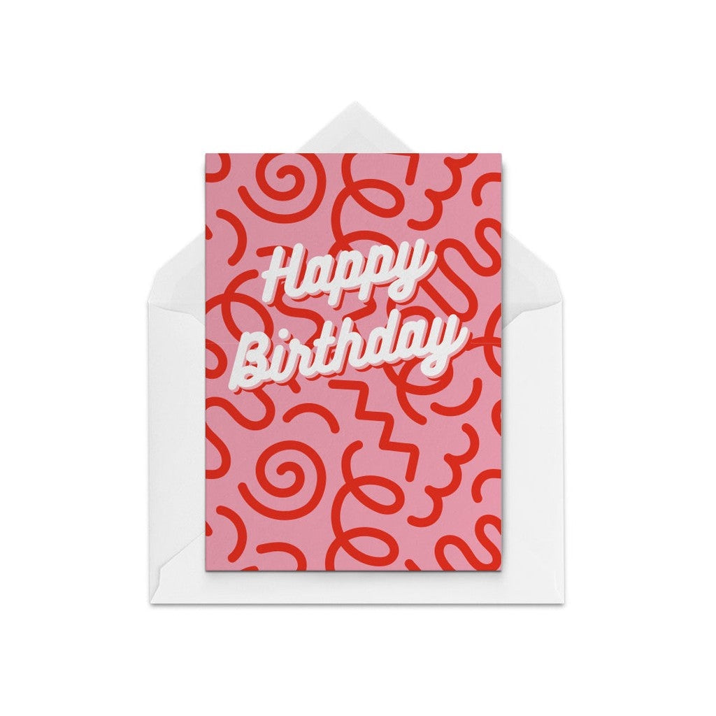 The Paper People Happy Birthday Squiggles card with envelope