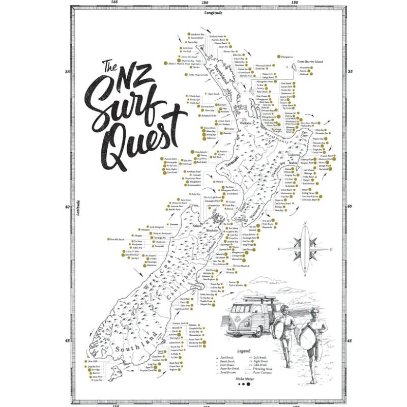 The Quest | NZ Surf Quest Map Print - Cove. Beach Essentials