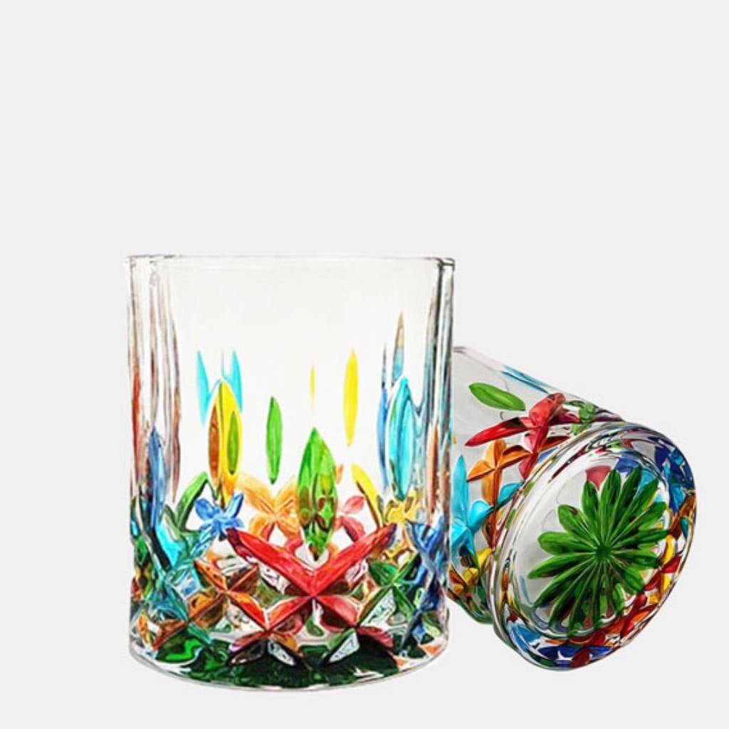 TUTU | Blossom Hand-Painted Crystal Tumbler - Green - Cove. Beach Essentials
