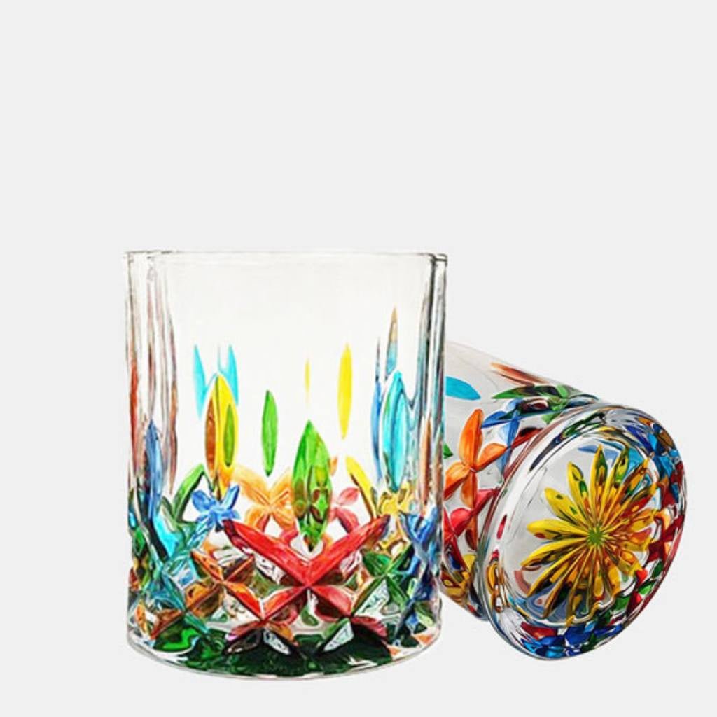 TUTU | Blossom Hand-Painted Crystal Tumbler - Yellow - Cove. Beach Essentials
