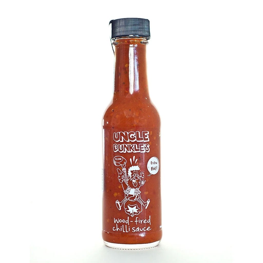 Uncle Dunkle's EXTRA HOT Wood-Fired Chilli Sauce - Cove. Beach Essentials