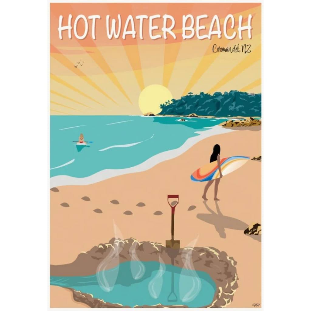 Viva | A2 Hot Water Beach Print In Display Sleeve - Cove. Beach Essentials
