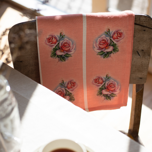 Ali Davies | Tea Towel - Vintage Rose Pink Gerbera