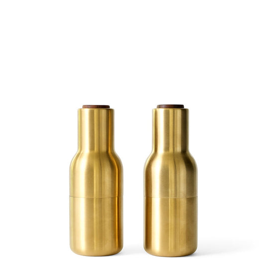 Audo CPH Bottle Grinder - Brushed Brass w. Walnut Lid, 2 Pack