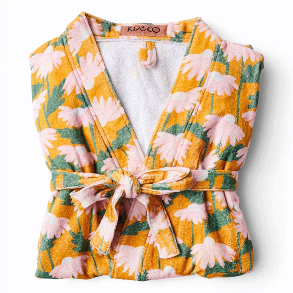 Kip & Co Daisy Bunch Mustard Printed Terry Bath Robe