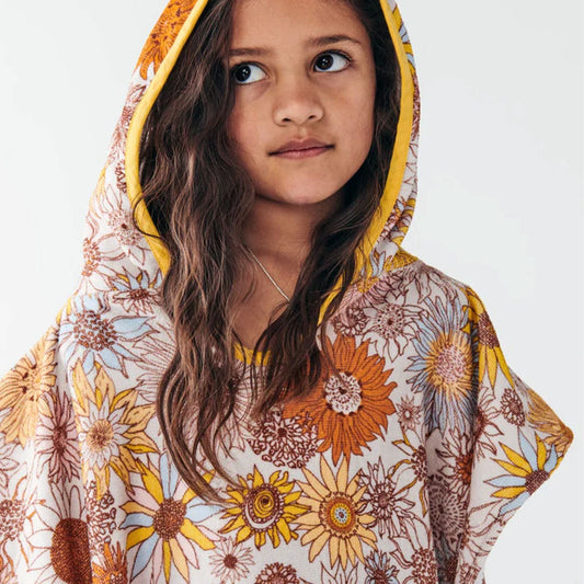 Kip & Co Large Sunflower Happy Kids Terry Poncho Small