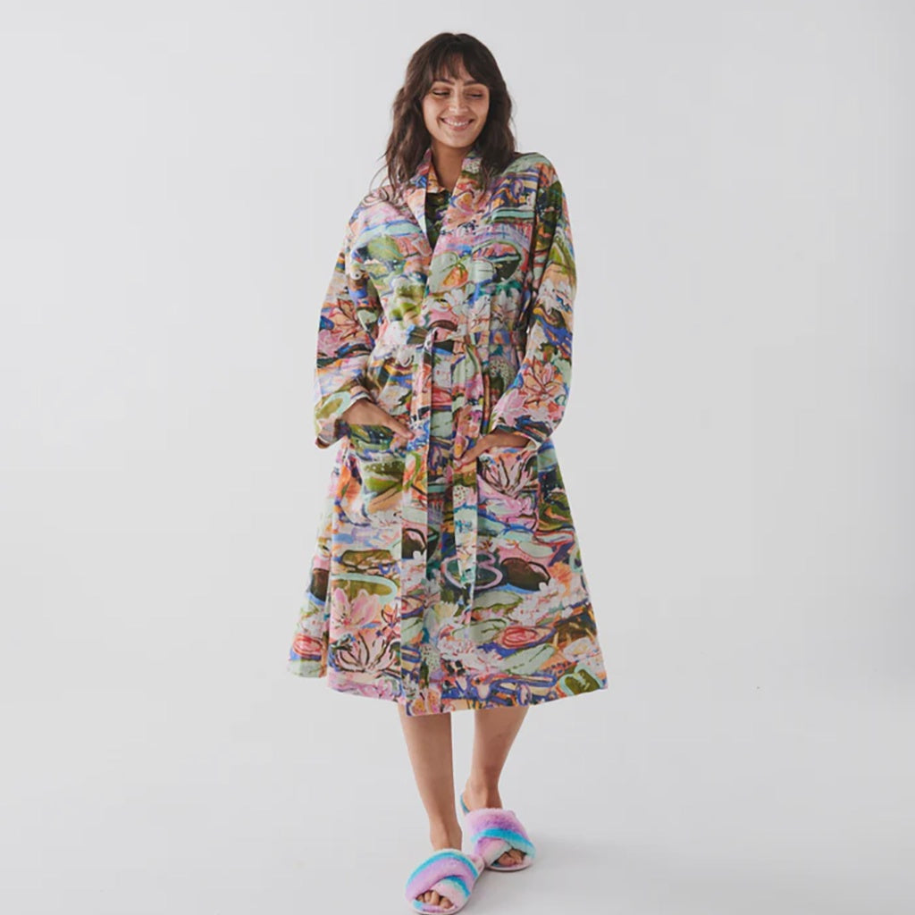 Kip&Co x Kezz Brett Waterlily Waterway Linen Robe