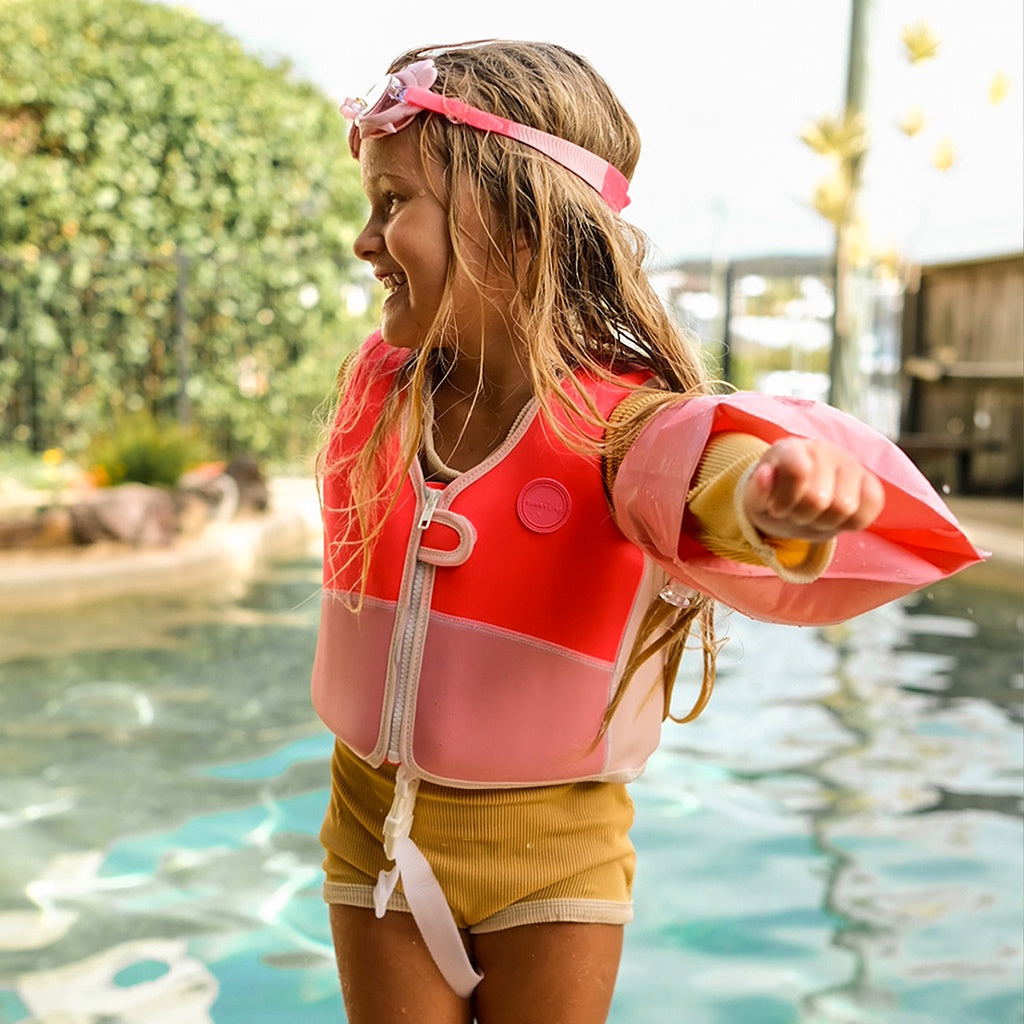 SunnyLife Melody The Mermaid Swim Vest 1-2 Neon Strawberry