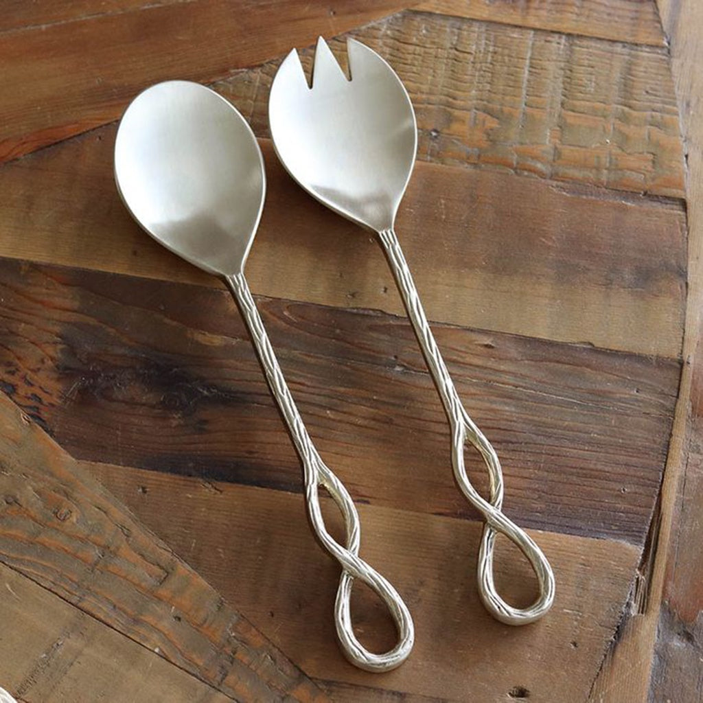 Old Mill Road - Infinity Salad Servers, Brushed Gold