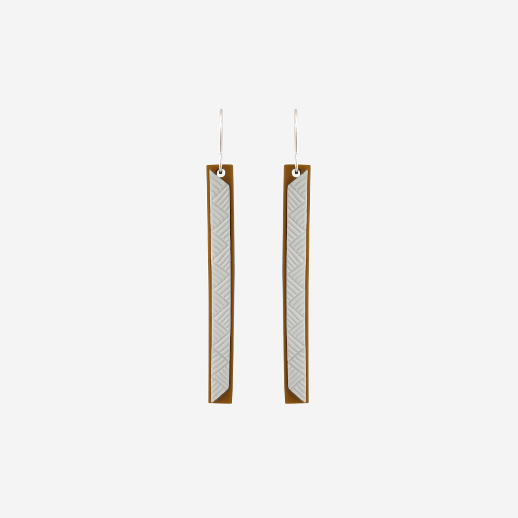 Tania Tupu Earrings - Weave Stick - Long - Mustard